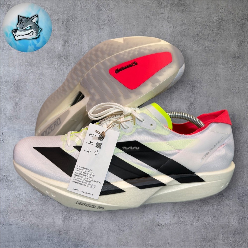 adidas Adizero Takumi Sen 11 Racing Shoes White Lucid Red Women's 12 M11 JQ2818